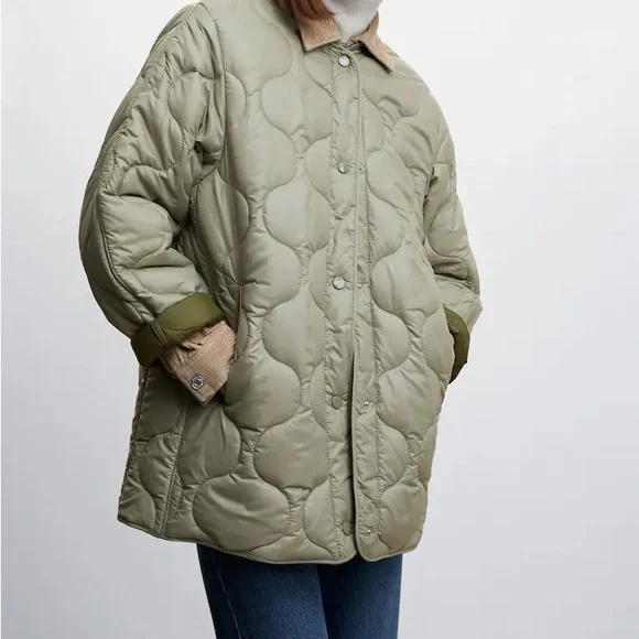 Mango MNG satin quilted padded blogger favorite puffer jacket water repellent - Picture 2 of 9